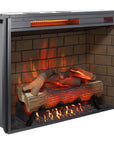 28" Black Faux Brick Metal Electric Fireplace And Speaker