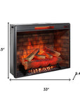 33" Black Faux Brick Metal Free Standing Electric Fireplace And Speaker