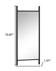 71" Black Wood Leaning Ladder Framed Full Length Mirror