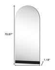 71" Black Wood Arch Wall Mount And Leaning Framed Full Length Mirror