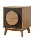 Set of Two 21" Oak And Dark Brown Solid Wood Square Two Drawer Nightstands