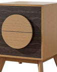 Set of Two 21" Oak And Dark Brown Solid Wood Square Two Drawer Nightstands