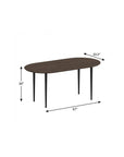67" Walnut and Black Solid Wood Oval Dining Table