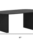 67" Black Solid Wood Double Pedestal Base Oval Dining Table
