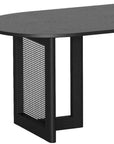 67" Black Wood And Rattan Double Pedestal Base Oval Dining Table