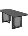 67" Black Solid Wood And Rattan Double Pedestal Base Dining Table