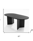 67" Black Wood Double Pedestal Base Oval Dining Table