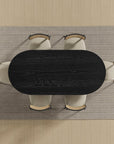 67" Black Wood Double Pedestal Base Oval Dining Table