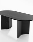 67" Black Wood Double Pedestal Base Oval Dining Table