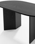 67" Black Wood Double Pedestal Base Oval Dining Table