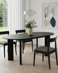 66" Black Solid Wood Oval Dining Table