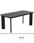 66" Black Solid Wood Dining Table