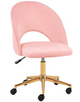 Pink And Baby Pink And Gold Adjustable Height Swivel Rolling Office Chair