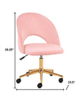 Pink And Baby Pink And Gold Adjustable Height Swivel Rolling Office Chair