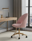 Pink And Baby Pink And Gold Adjustable Height Swivel Rolling Office Chair