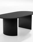 67" Black Wood Double Pedestal Base Oval Dining Table