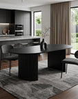 67" Black Wood Double Pedestal Base Oval Dining Table