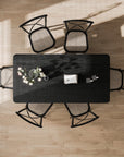 67" Black Solid Wood Double Pedestal Base Dining Table