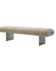 63" Beige and Nickel Boucle and Steel Upholstered Bench