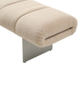 63" Beige and Nickel Boucle and Steel Upholstered Bench