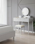 39" Silver Wood Mirrored Two Drawer Vanity Table