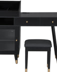 44" Black Wood Two Drawer Vanity Table