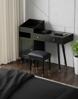 44" Black Wood Two Drawer Vanity Table