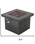 40000 BTU 32" Gray Steel Propane Rectangular Fire Pit With Cover