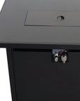 40000 BTU 42" Black Steel Propane Rectangular Fire Pit With Cover