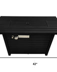 40000 BTU 42" Black Steel Propane Rectangular Fire Pit With Cover