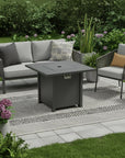 50000 BTU 30" Black Steel Propane Square Fire Pit With Cover