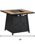 40000 BTU 28" Brown Iron Propane Square Fire Pit With Cover