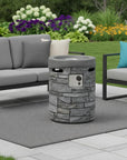 32000 BTU 26" Gray Magnesium Oxide Propane Round Fire Pit With Cover