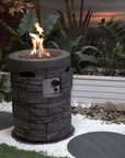 32000 BTU 26" Gray Magnesium Oxide Propane Round Fire Pit With Cover