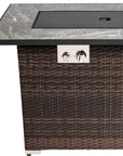 50000 BTU 43" Brown Wicker Propane Rectangular Fire Pit With Cover