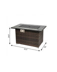 50000 BTU 43" Brown Wicker Propane Rectangular Fire Pit With Cover