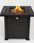 50000 BTU 28" Black Steel Propane Square Fire Pit Table With Cover