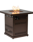 50000 BTU 27" Brown Steel Propane Square Fire Pit Table With Cover