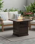 50000 BTU 27" Brown Steel Propane Square Fire Pit Table With Cover