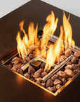 50000 BTU 27" Brown Steel Propane Square Fire Pit Table With Cover