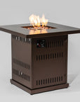 50000 BTU 27" Brown Steel Propane Square Fire Pit Table With Cover