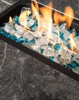 50000 BTU 32" Brown Rattan Propane Rectangular Fire Pit Table With Cover