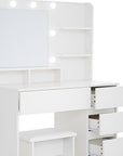 35" White Wood Five Drawer Vanity Table