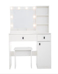 35" White Wood Two Drawer Vanity Table