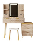 39" Brown Wood Eight Drawer Vanity Table