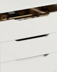 19" White Wood Mirrored Three Drawer Vanity Table
