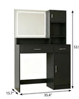 35" Black Wood Two Drawer Vanity Table