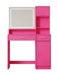 35" Pink Wood Mirrored Two Drawer Vanity Table