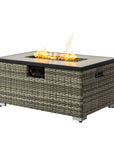 50000 BTU 32" Beige Iron Propane Rectangular Fire Pit With Cover