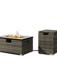 50000 BTU 32" Beige Iron Propane Rectangular Fire Pit With Cover